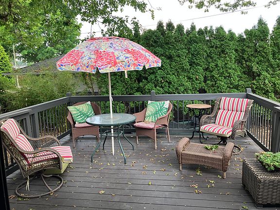 Deck in the fenced back yard