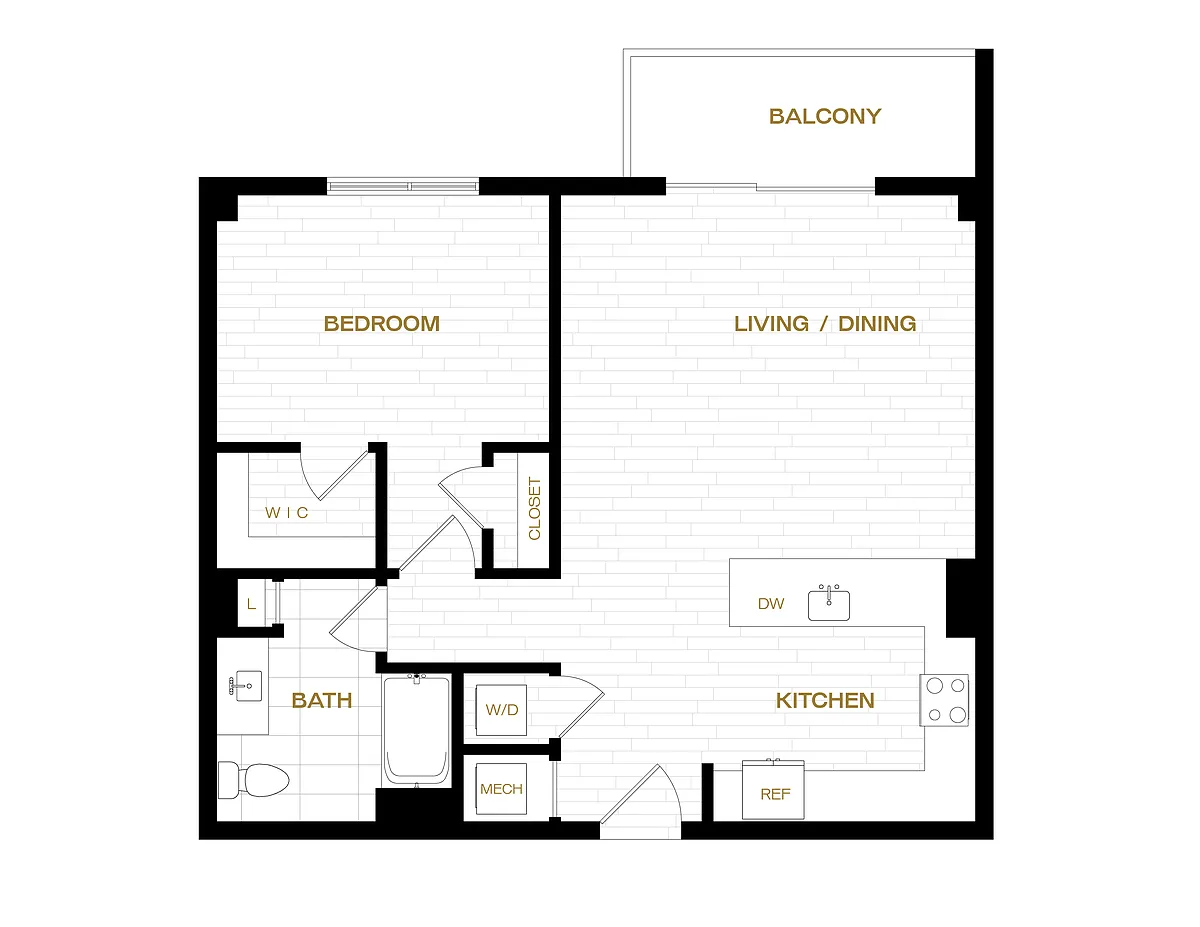 Floor plan 1 Bed/1 Bath-A8