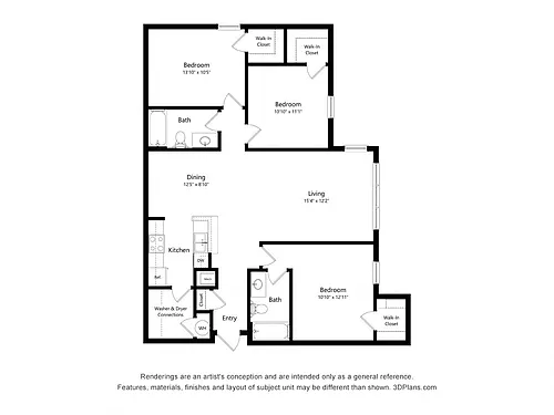 Floor plan Three Bedroom