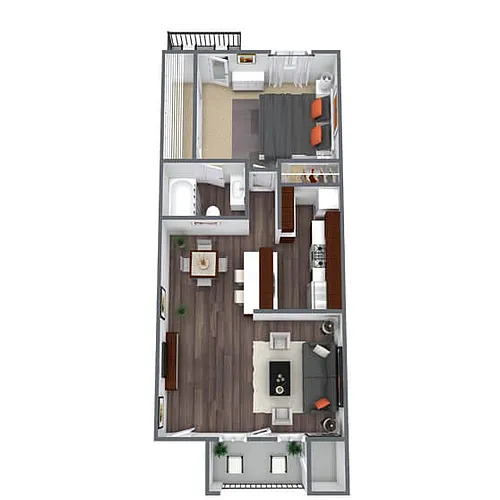 Floor plan A3: 1 Bed 1 Bath