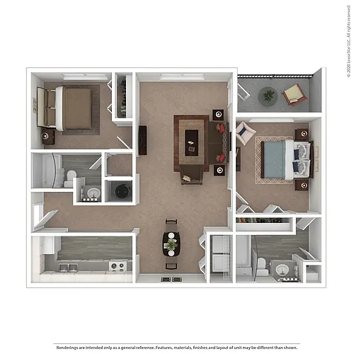 Floor plan 2 Bedroom 2 Bath