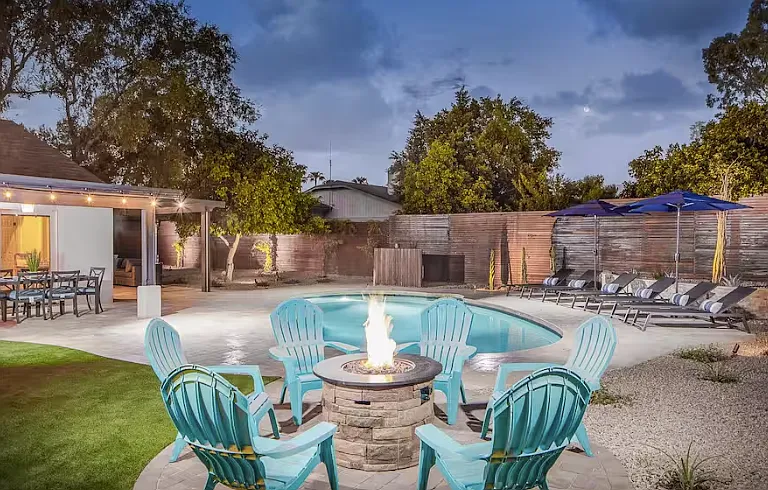 Behind the front gate, this oasis awaits you each time you come home -
adirondack chairs are not included