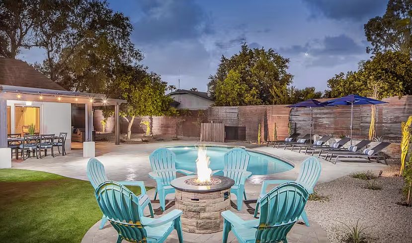 Behind the front gate, this oasis awaits you each time you come home - 

adirondack chairs are not included