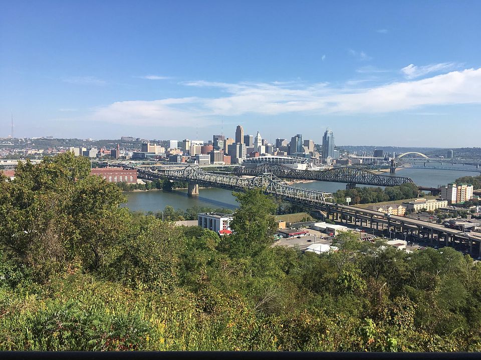 Beautiful view of Ohio river and Cincinnati