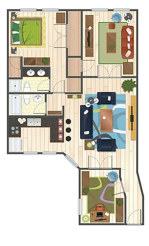 Floor plan 2 Bedroom North