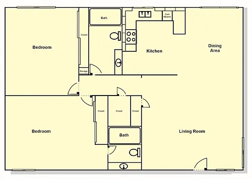 Floor plan 2 Bedroom, 2 Bath - Up/Down