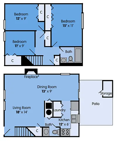 Floor plan 3 bed 1.5 bath Sundance Reno-Magnolia
