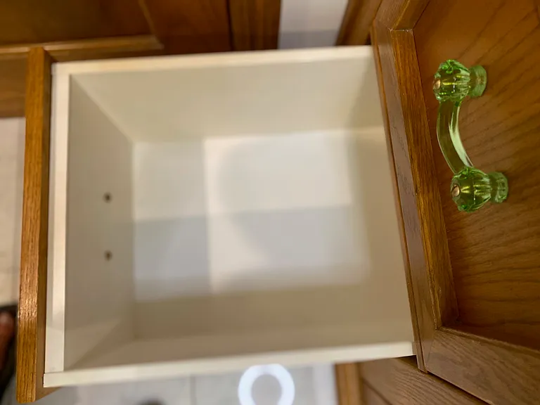 Deep Sanitary Melamine Drawers inside Bath Vanity Dresser