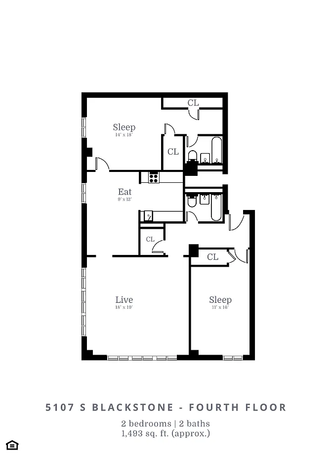 Floor plan 2 Bedroom, 2 Bathroom (C2)
