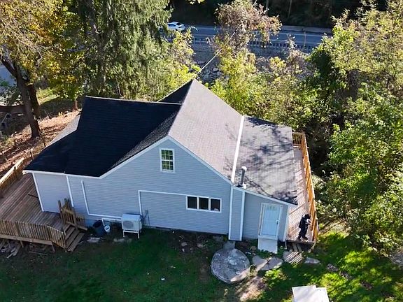 Bird eye view of home see both decks
