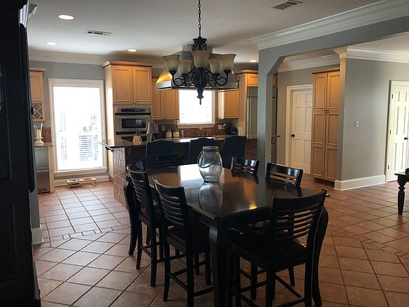 Open kitchen, dining, living