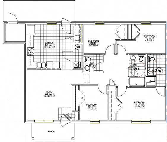 Floor plan 4 Bedroom Unit