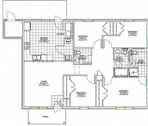 Floor plan 4 Bedroom Unit