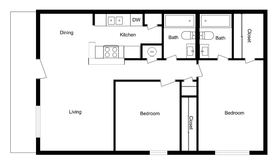 Floor plan 2BD/2Bath Renovated