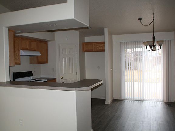 Kitchen area with large pantry