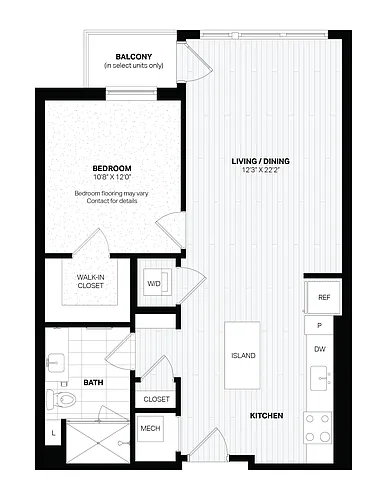 Floor plan 1 Bed/1 Bath-C3 WDU