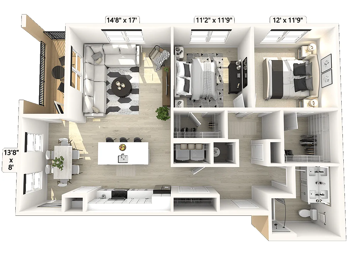 Floor plan B51 - 2 Bedroom 1 Bathroom