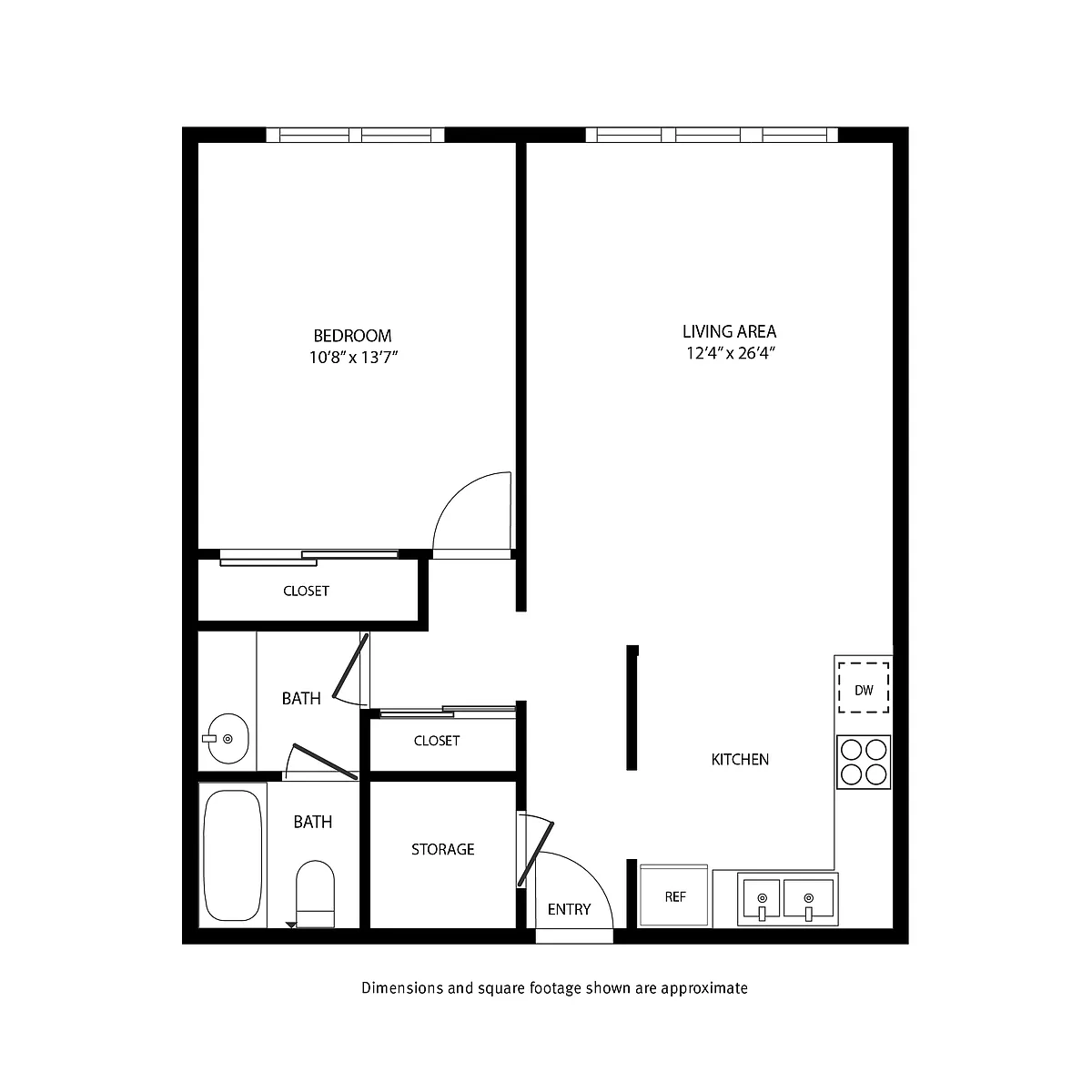 Floor plan 1 Bed and 1 Bath