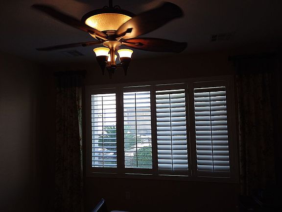 White Wood Shutters 
Antique-lookCeilingFans
