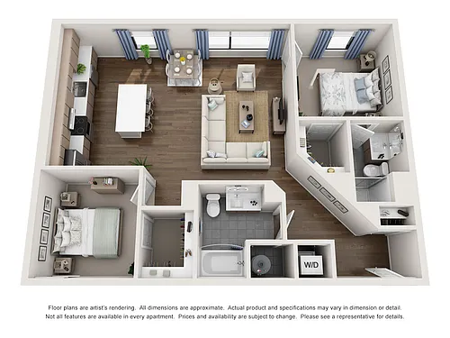 Floor plan 2BD, 2BTH B6