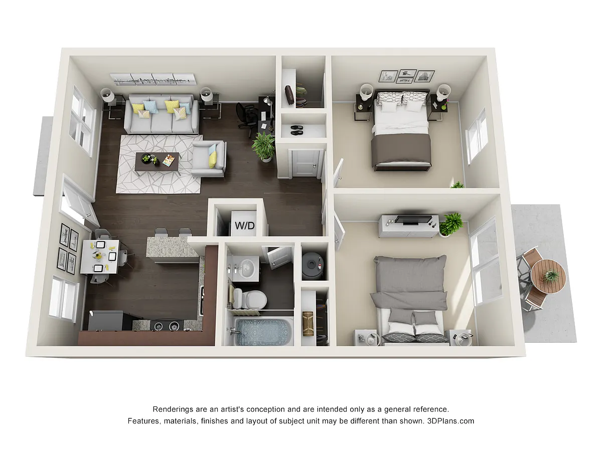 Floor plan 2 Bedroom 1 Bath 709