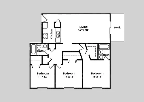 Floor plan 3 Bed 2 Bath