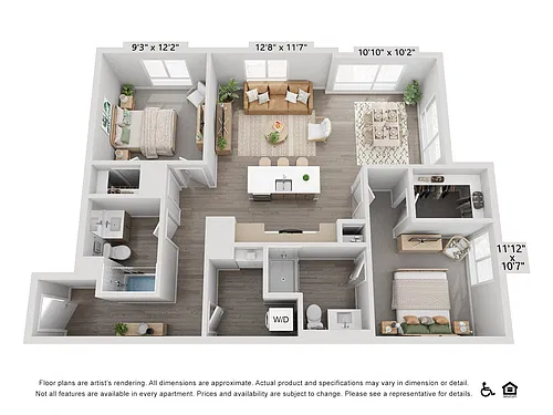 Floor plan B3.6 L2 | 2 Bed | 2 Bath