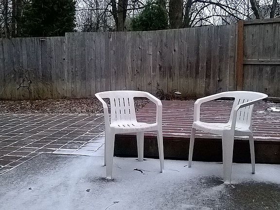 Patio and Deck, snow dusting