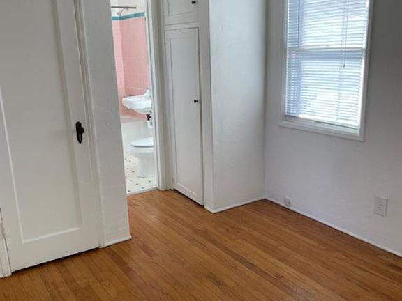 Bedroom with main closet to right and secondary closet on left.