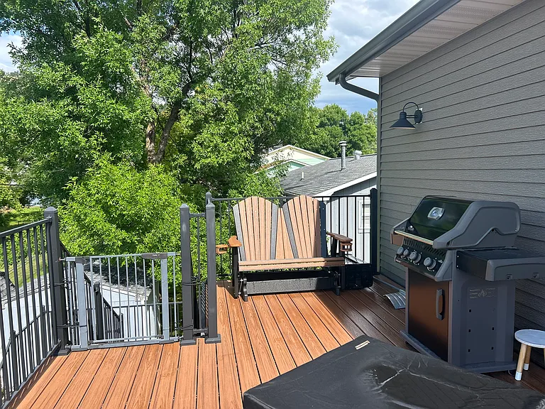 east end of Trex deck and staircase to back yard