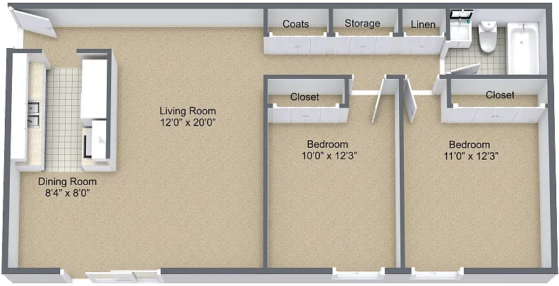 Floor plan Two Bedroom Traditional