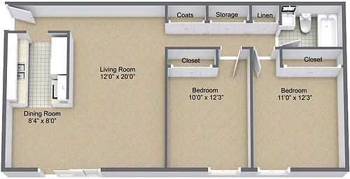 Floor plan Two Bedroom Traditional