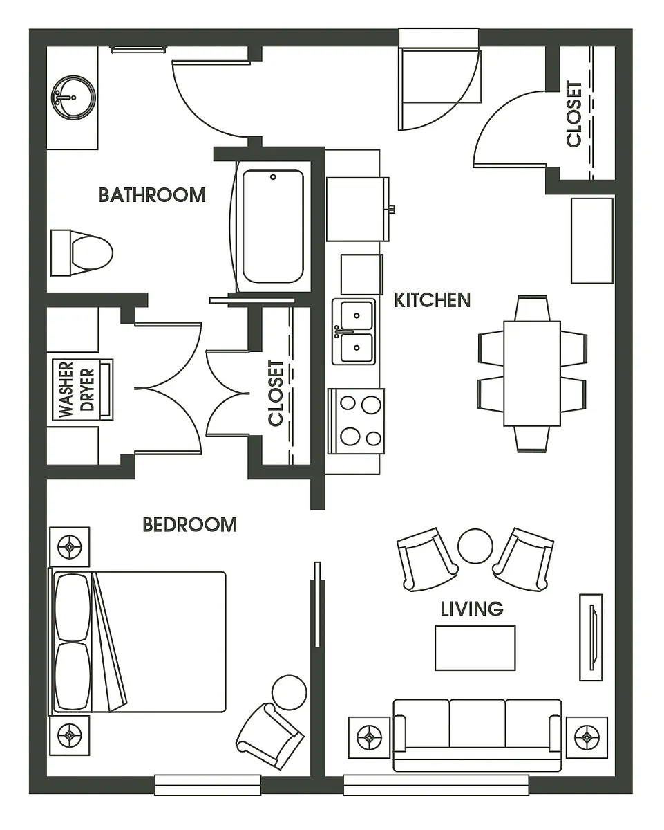Floor plan 1 Bed 1 Bath A1