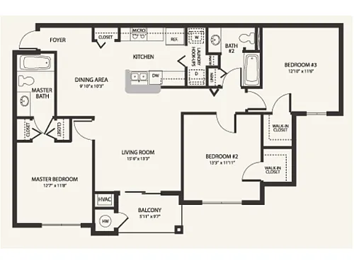 Floor plan 3 bedroom - 2 bathroom