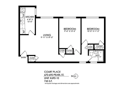 Floor plan 2 Bedroom, 1 Bath