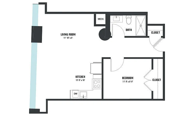 Floor plan A5 One Bedroom
