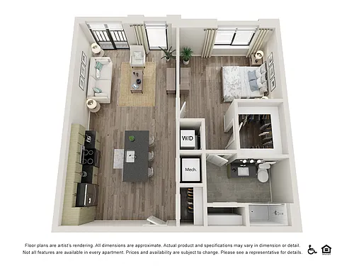 Floor plan 1 BR-B