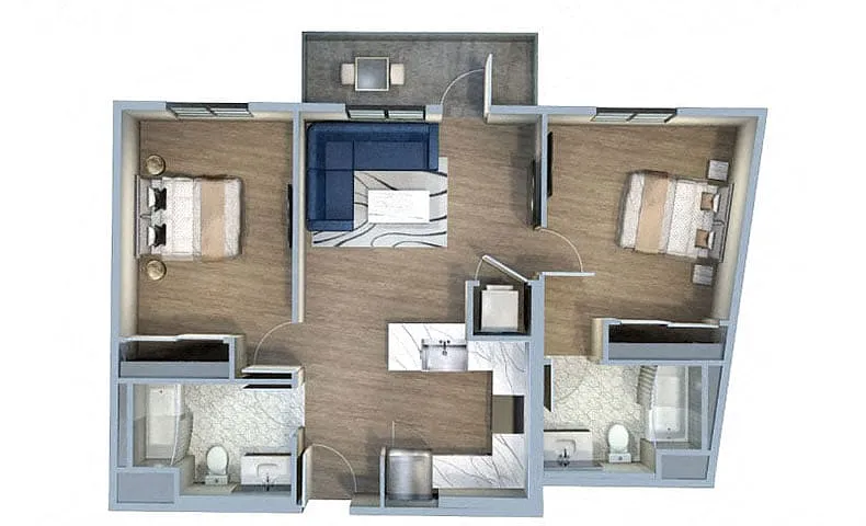 Floor plan 2 Bed/2 Bath-2H