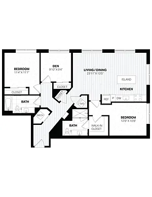 Floor plan 3 Bed/2 Bath-G1