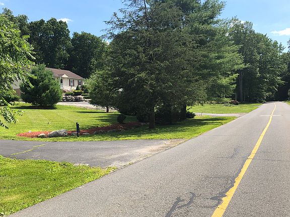 looking down road to lake