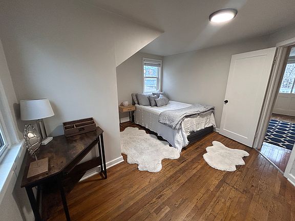The main bedroom is really large and could fit a desk and dresser in this little alcove.
