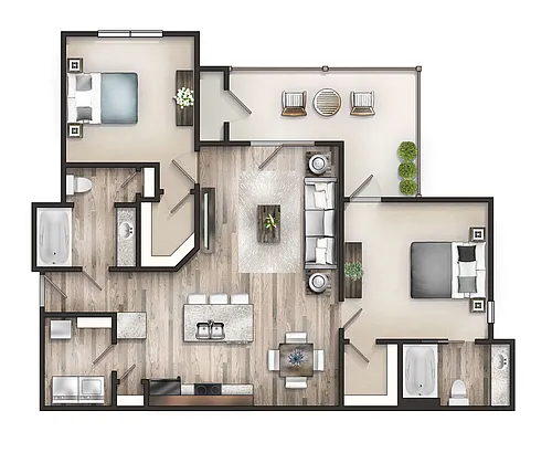 Floor plan The Cobblestone with Patio