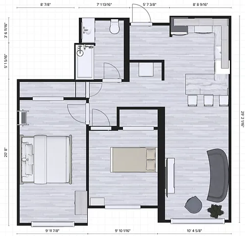 Floor plan 1 Bed 1 Bath
