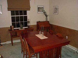 formal dining room has built-in shelving