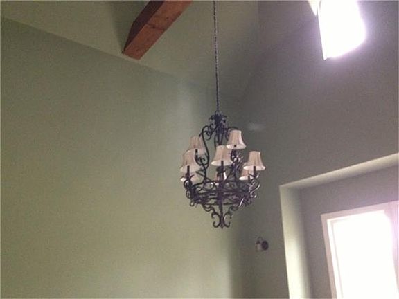 Exposed beams in formal dining