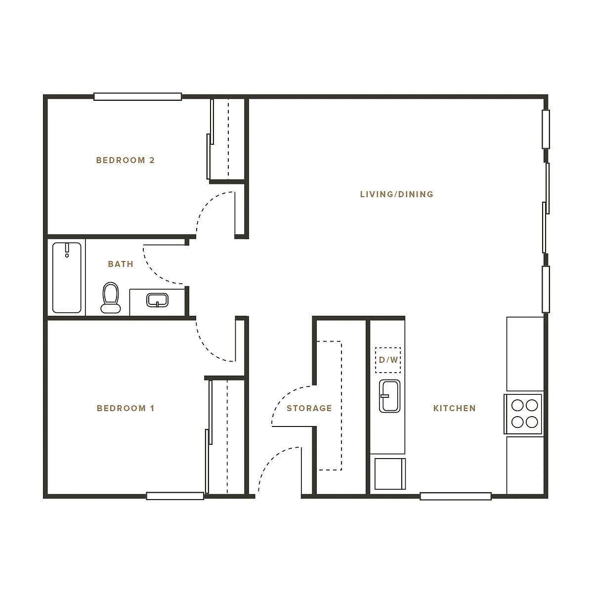 Floor plan 2 Bedroom, 1 Bath C - 114 Sharene