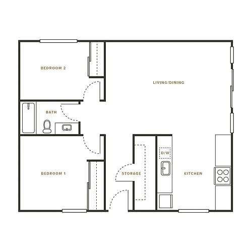 Floor plan 2 Bedroom, 1 Bath C - 114 Sharene