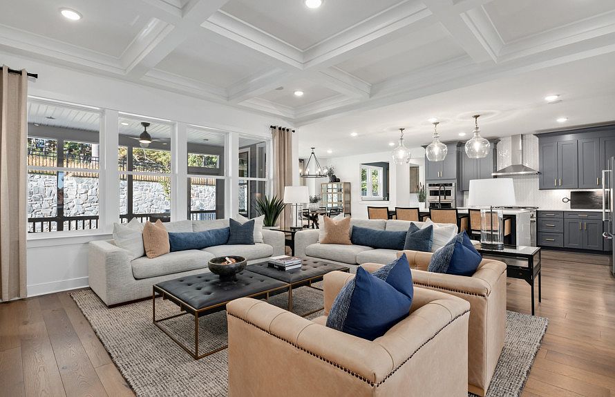 Gathering Room Opening to the Gourmet Kitchen and Cafe