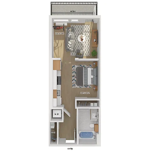 Floor plan Urban 1 Bedroom 01C