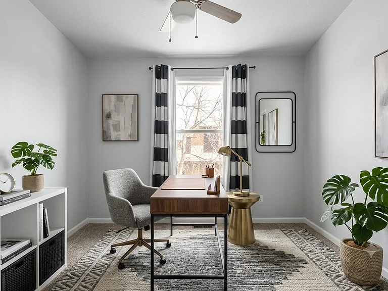 2nd bedroom/home office (Furnishings for illustrative purposes only, not included.)